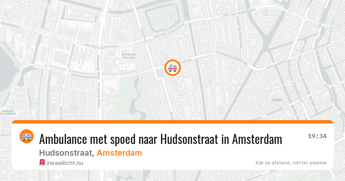 Ambulance met spoed naar Hudsonstraat in Amsterdam — 21 mei 2026