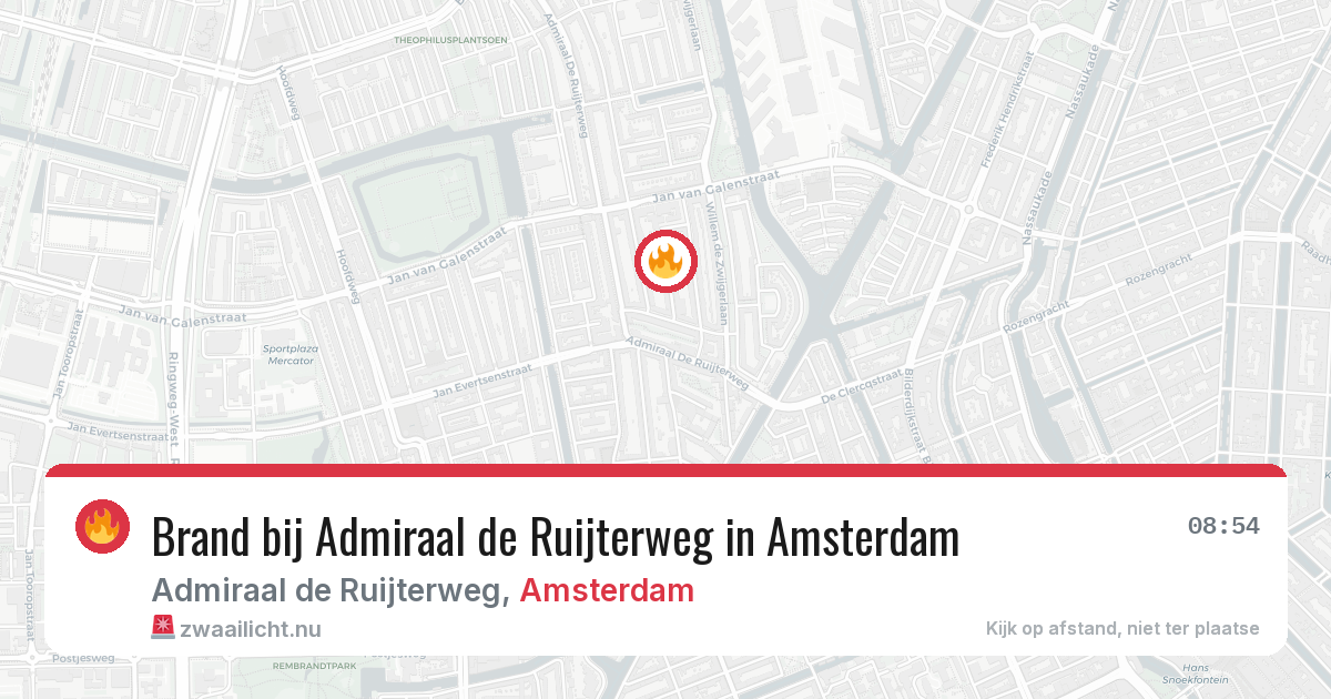 Brand bij Admiraal de Ruijterweg in Amsterdam — 23 jul 2026