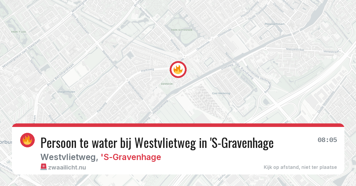 Persoon te water bij Westvlietweg in 'S-Gravenhage — 20 jul 2026