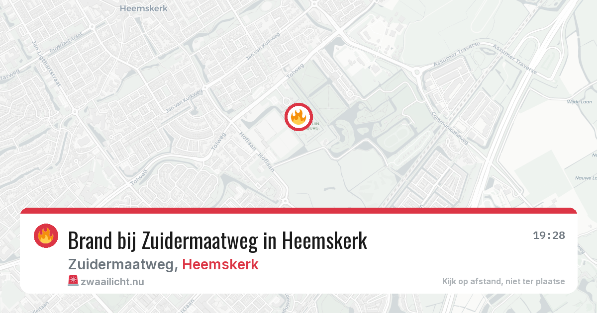 Brand bij Zuidermaatweg in Heemskerk — 19 jul 2026
