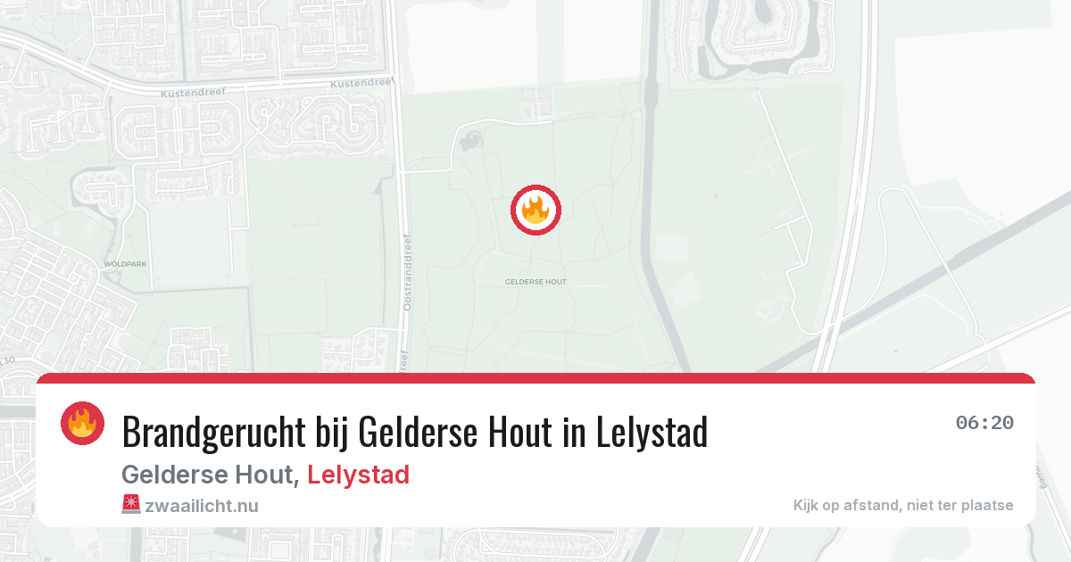 Brandgerucht bij Gelderse Hout in Lelystad — 8 jul 2026