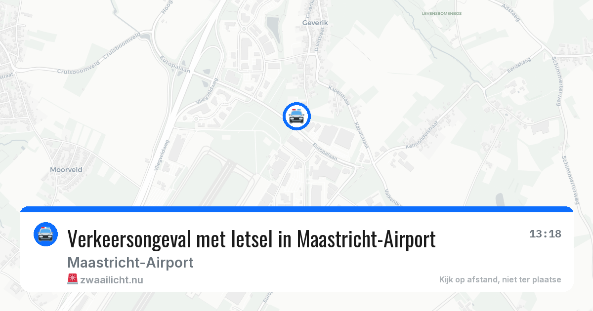 Verkeersongeval met letsel in Maastricht-Airport — 20 apr 2026