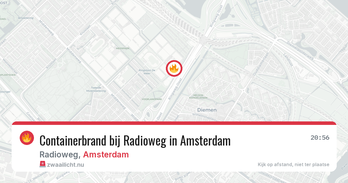 Containerbrand bij Radioweg in Amsterdam — 17 jul 2026