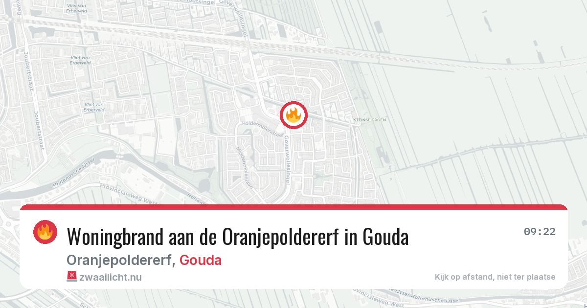 Woningbrand aan de Oranjepoldererf in Gouda — 26 mrt 2026