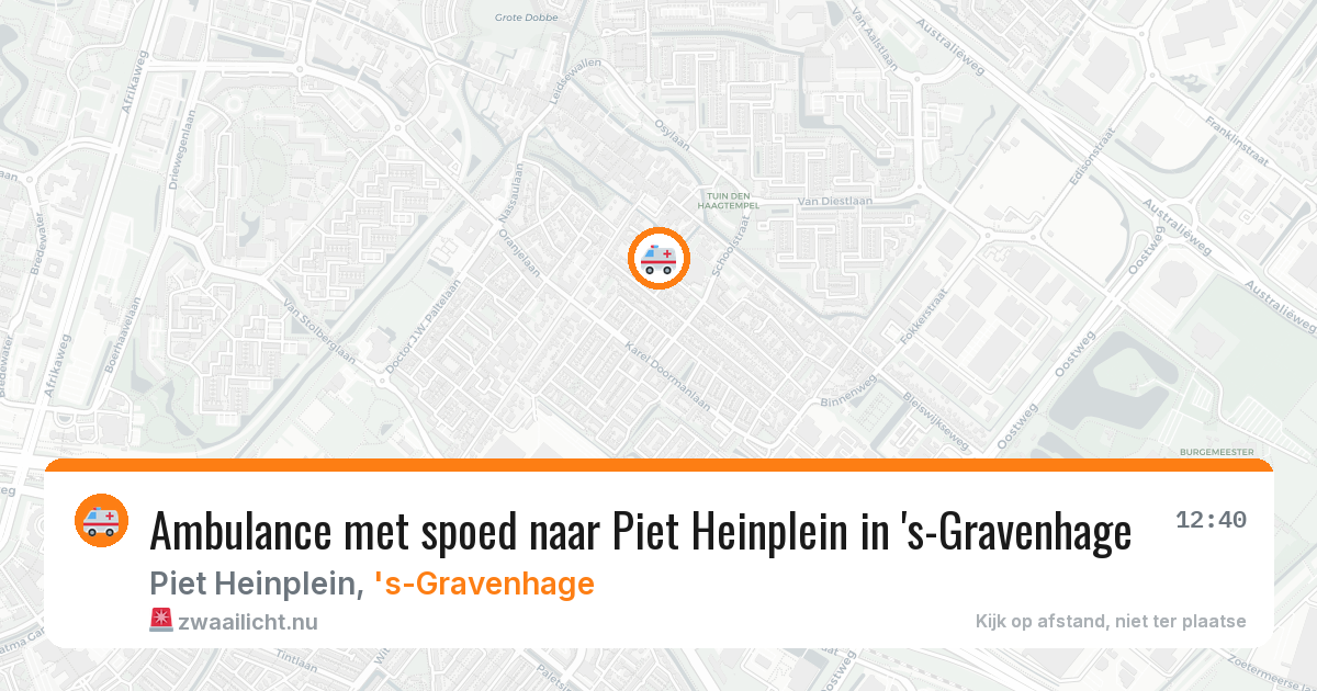 Ambulance met spoed naar Piet Heinplein in 's-Gravenhage — 19 mrt 2026