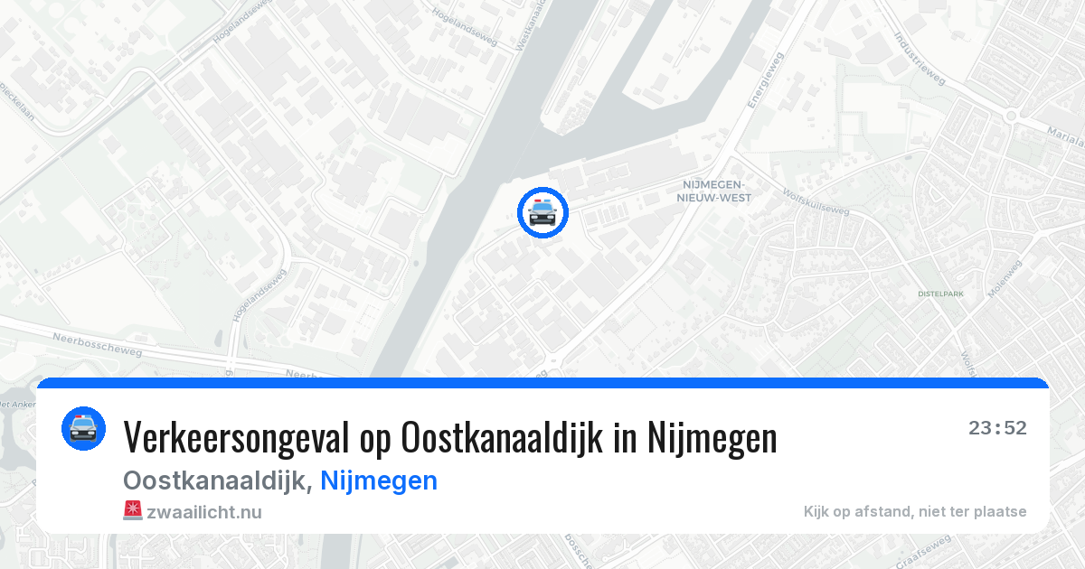 Verkeersongeval op Oostkanaaldijk in Nijmegen — 22 jul 2026