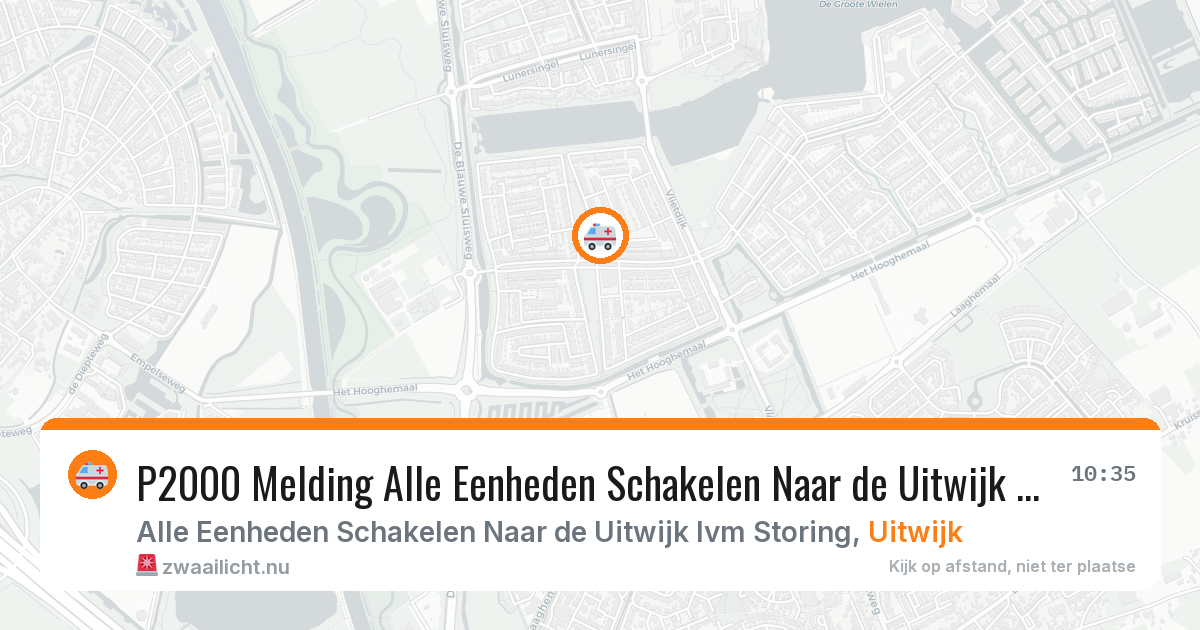 P2000 Melding Alle Eenheden Schakelen Naar de Uitwijk Ivm Storing, Uitwijk — 26 mrt 2026