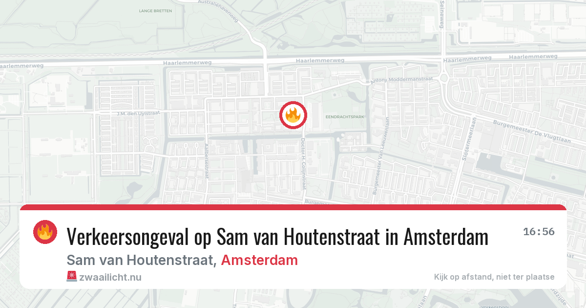 Verkeersongeval op Sam van Houtenstraat in Amsterdam — 16 mei 2026