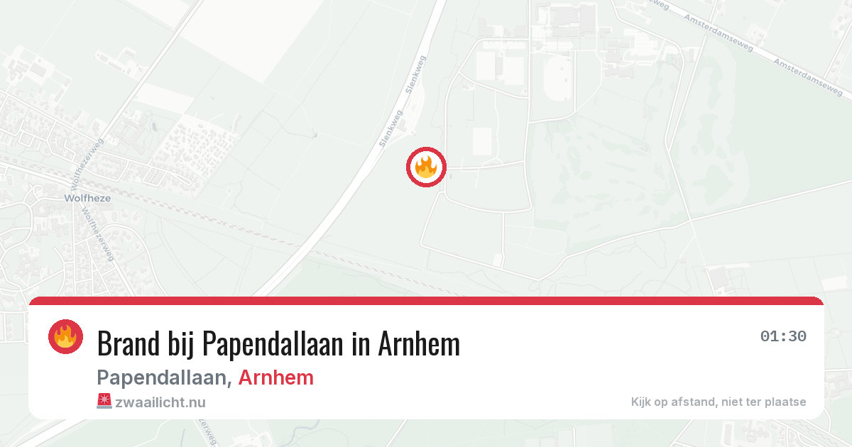 Brand bij Papendallaan in Arnhem — 7 jun 2026