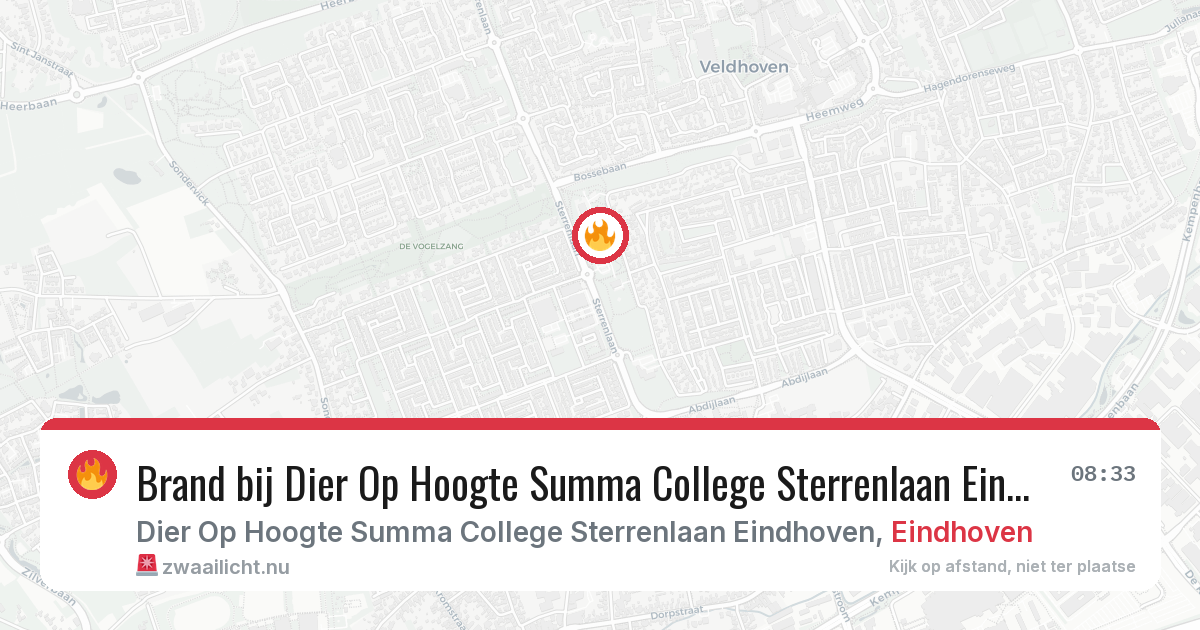 Brand bij Dier Op Hoogte Summa College Sterrenlaan Eindhoven in Eindhoven — 24 mrt 2026