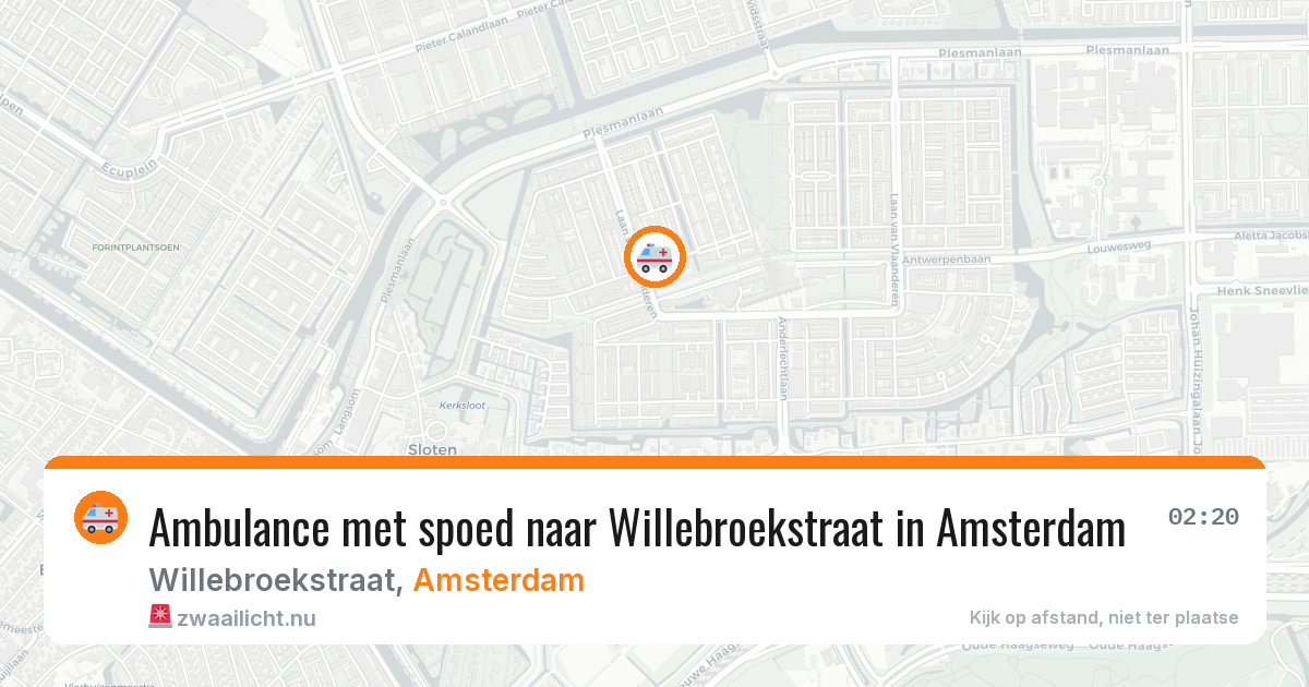 Ambulance met spoed naar Willebroekstraat in Amsterdam — 10 mrt 2026