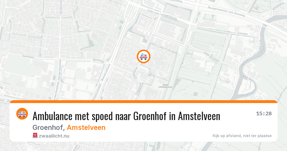 Ambulance met spoed naar Groenhof in Amstelveen — 23 mei 2026