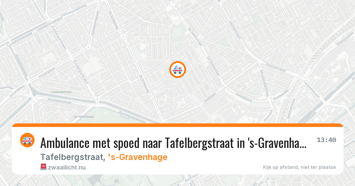 Ambulance met spoed naar Tafelbergstraat in 's-Gravenhage — 9 jun 2026