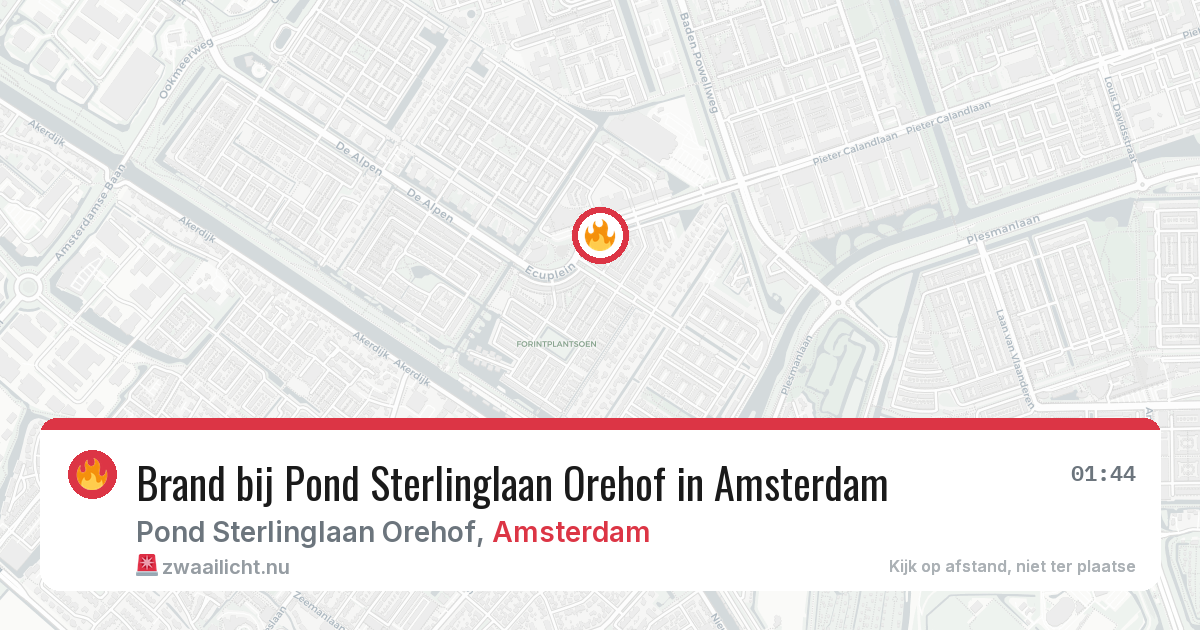 Brand bij Pond Sterlinglaan Orehof in Amsterdam — 26 jul 2026