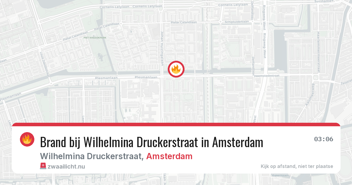 Brand bij Wilhelmina Druckerstraat in Amsterdam — 26 jul 2026
