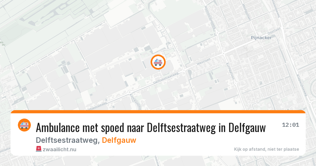 Ambulance met spoed naar Delftsestraatweg in Delfgauw — 26 jul 2026