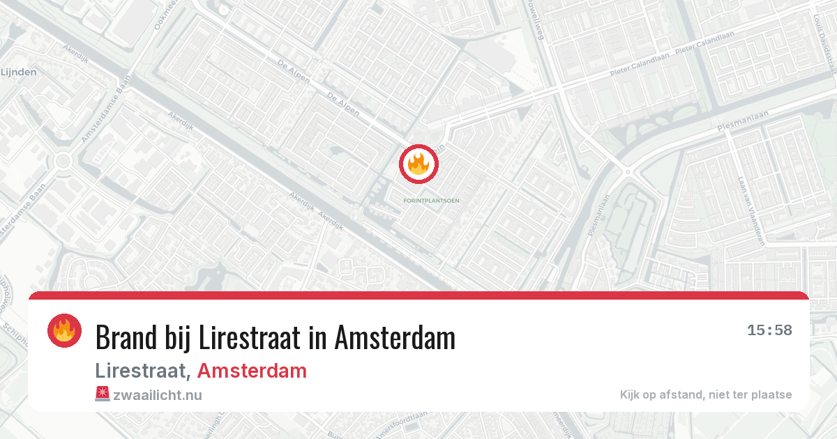 Brand bij Lirestraat in Amsterdam — 20 mrt 2026