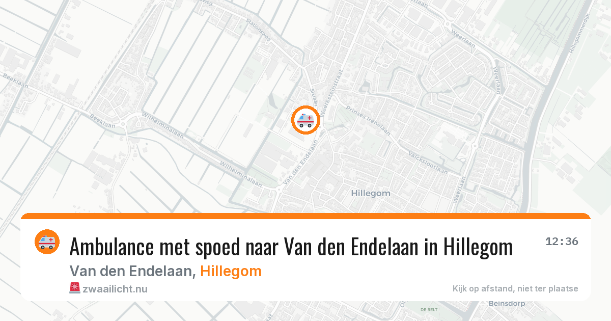 Ambulance met spoed naar Van den Endelaan in Hillegom — 17 jul 2026