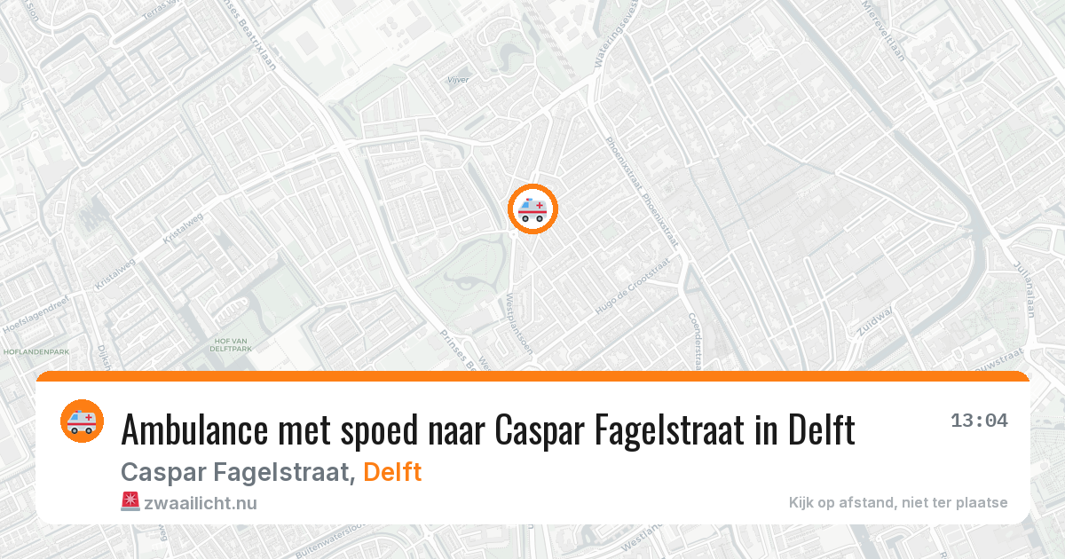 Ambulance met spoed naar Caspar Fagelstraat in Delft — 1 apr 2026
