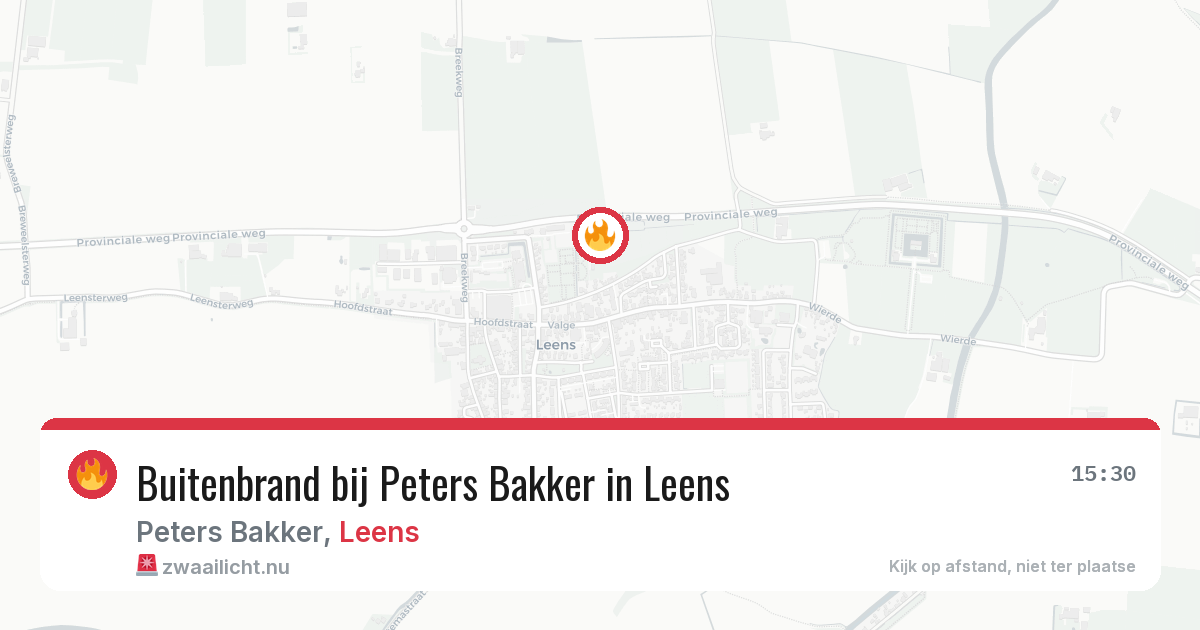 Buitenbrand bij Peters Bakker in Leens — 14 jul 2026