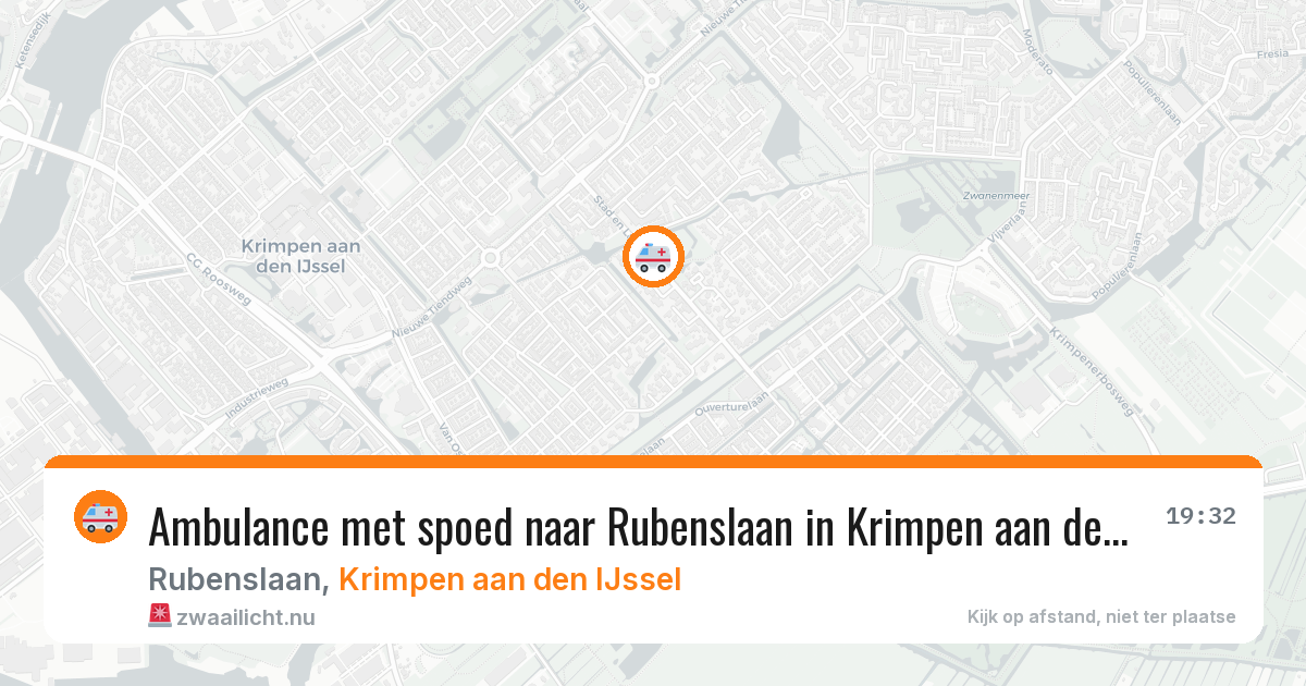 Ambulance met spoed naar Rubenslaan in Krimpen aan den IJssel — 17 mei 2026