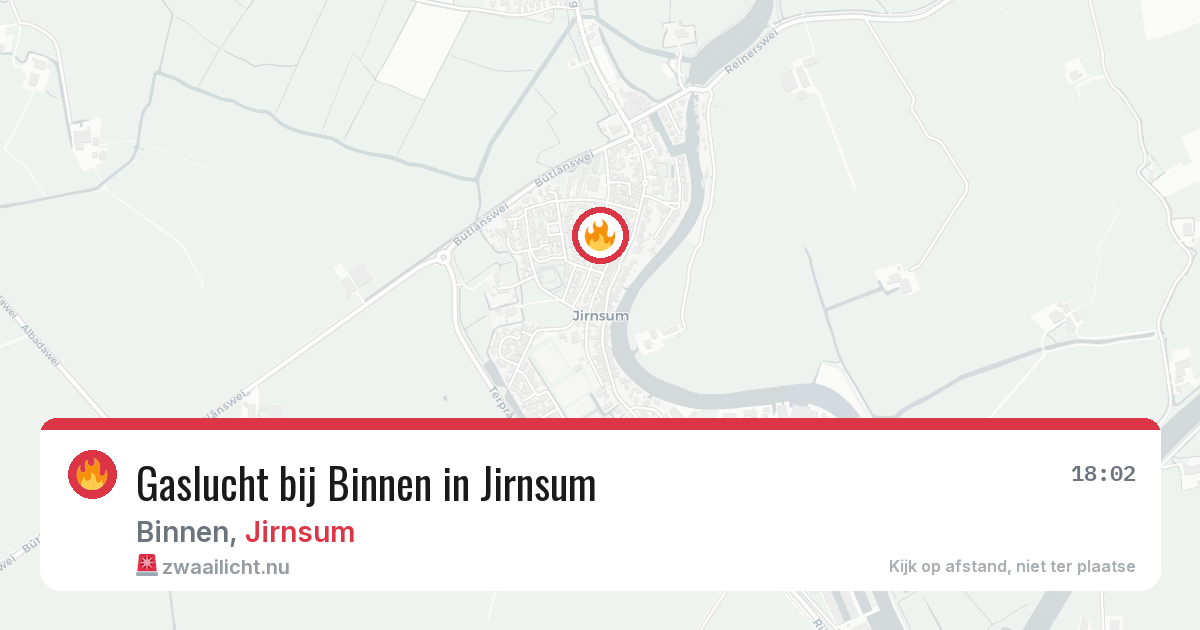 Gaslucht bij Binnen in Jirnsum — 8 apr 2026