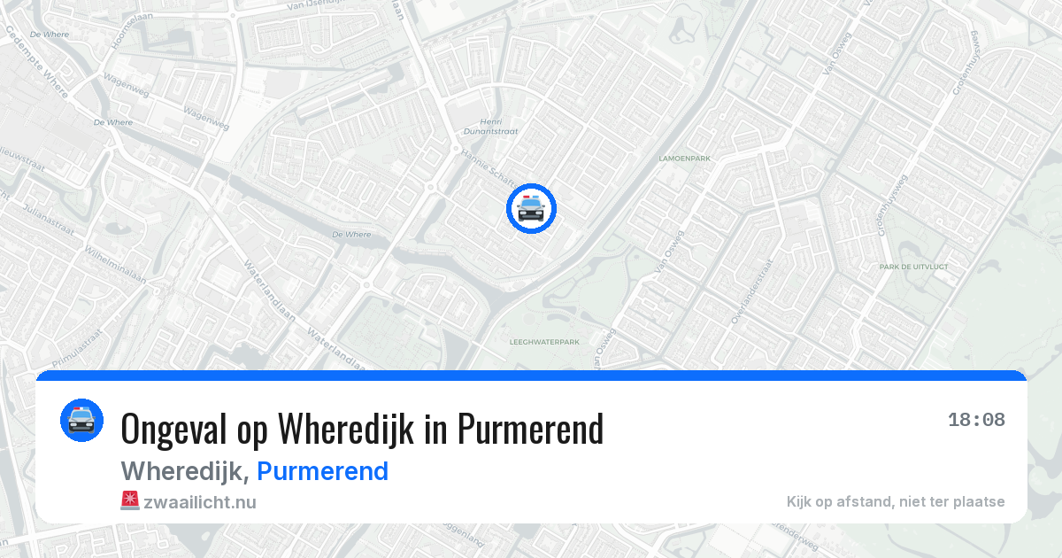 Ongeval op Wheredijk in Purmerend — 19 jul 2026