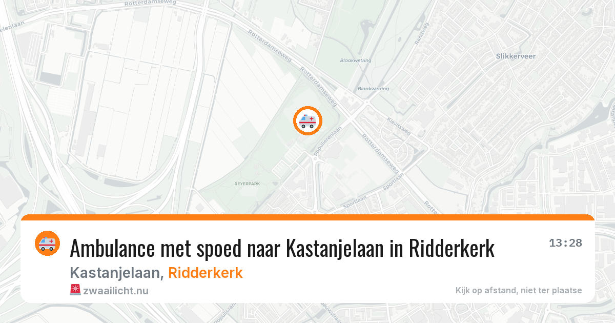 Ambulance met spoed naar Kastanjelaan in Ridderkerk — 18 jul 2026