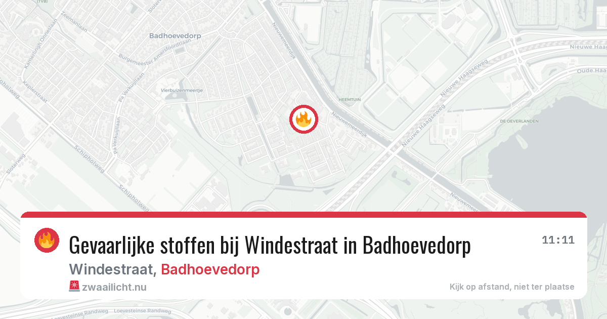 Gevaarlijke stoffen bij Windestraat in Badhoevedorp — 11 jul 2026