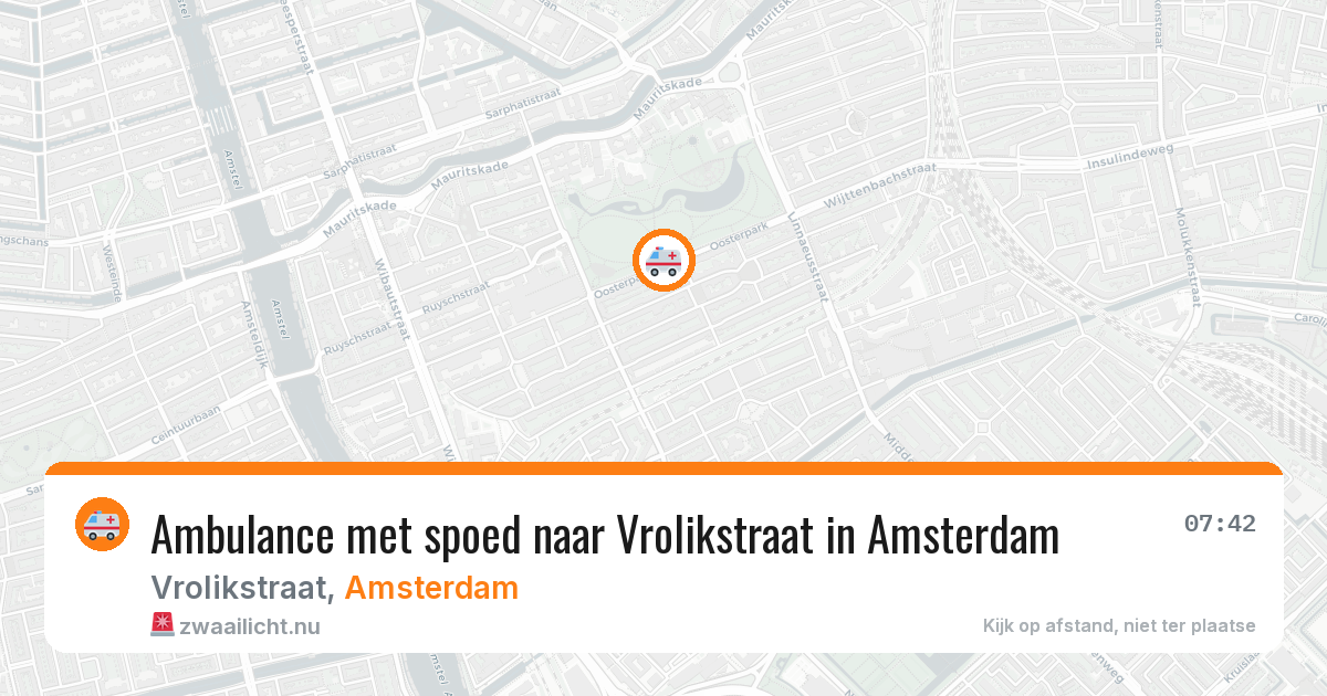 Ambulance met spoed naar Vrolikstraat in Amsterdam — 22 mrt 2026