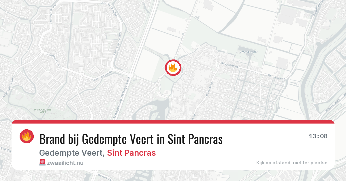 Brand bij Gedempte Veert in Sint Pancras — 14 mei 2026