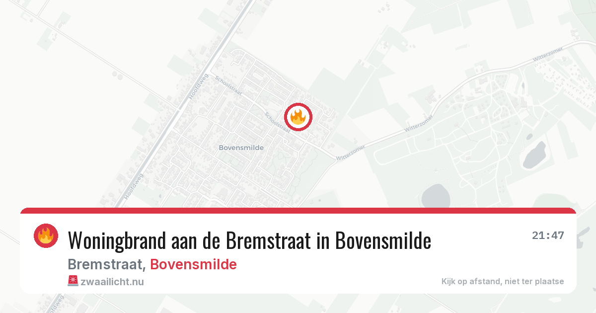 Woningbrand aan de Bremstraat in Bovensmilde — 23 feb 2026