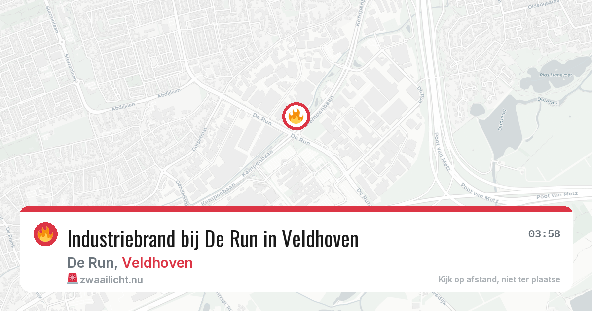 Industriebrand bij De Run in Veldhoven — 24 mei 2026