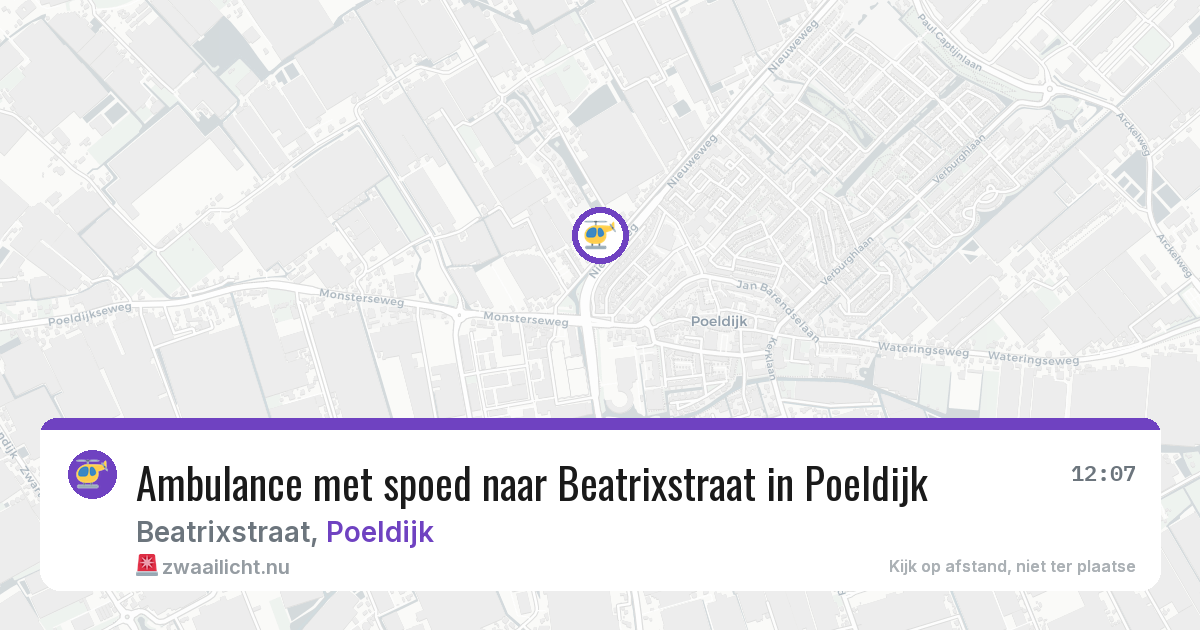 Ambulance met spoed naar Beatrixstraat in Poeldijk — 12 jul 2026