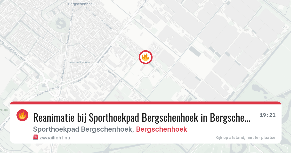 Reanimatie bij Sporthoekpad Bergschenhoek in Bergschenhoek — 21 mei 2026