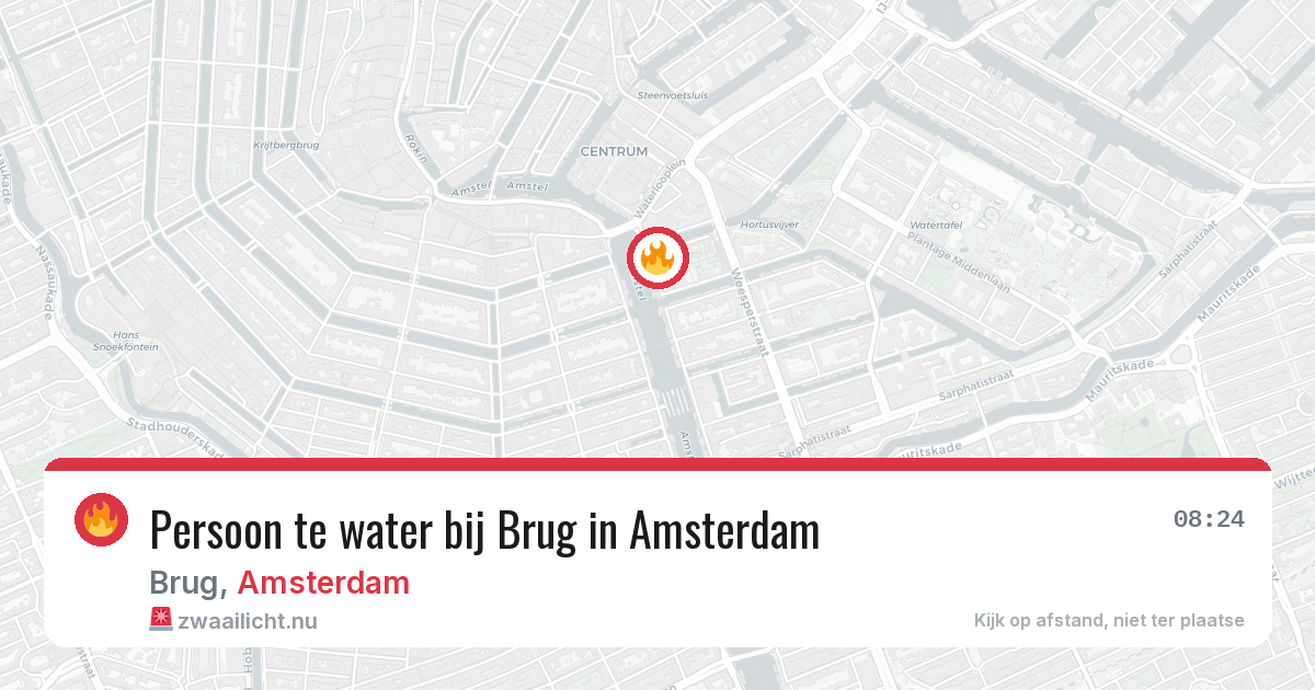 Persoon te water bij Brug in Amsterdam — 17 jul 2026