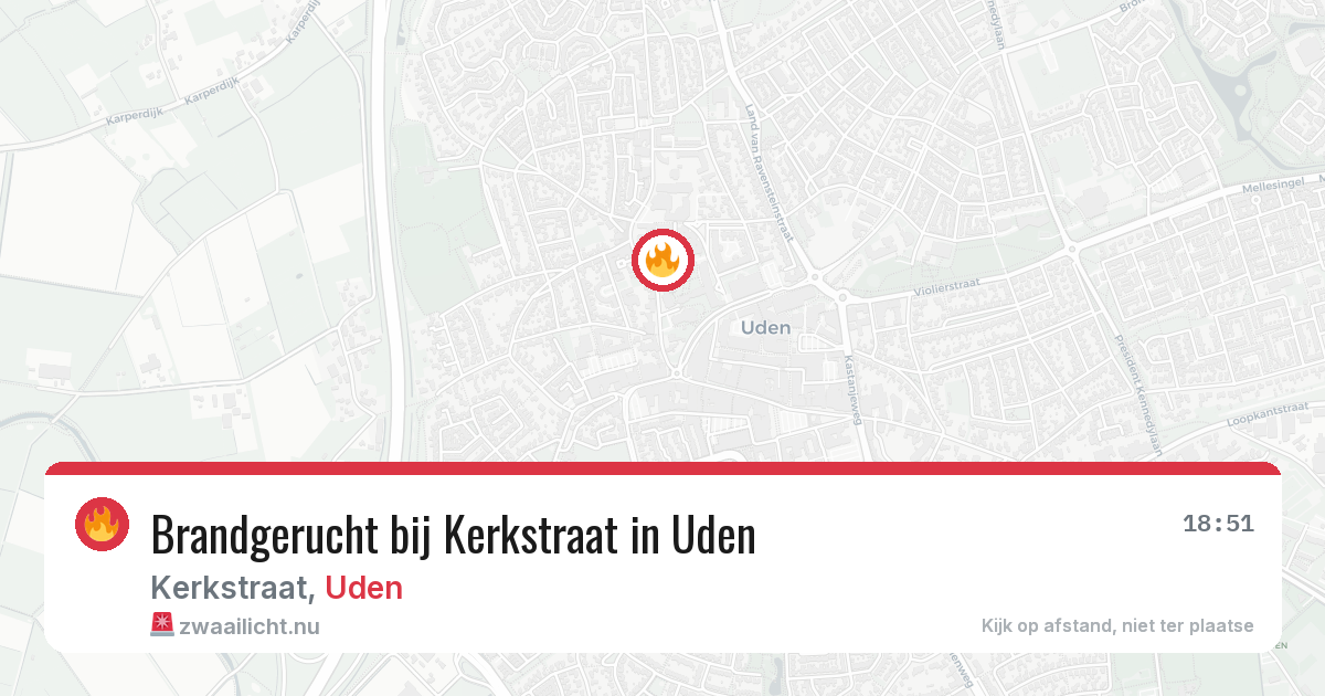 Brandgerucht bij Kerkstraat in Uden — 27 mrt 2026