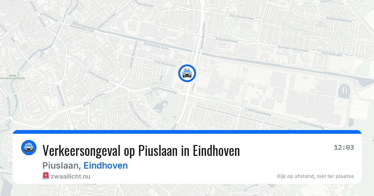 Verkeersongeval op Piuslaan in Eindhoven — 18 jul 2026