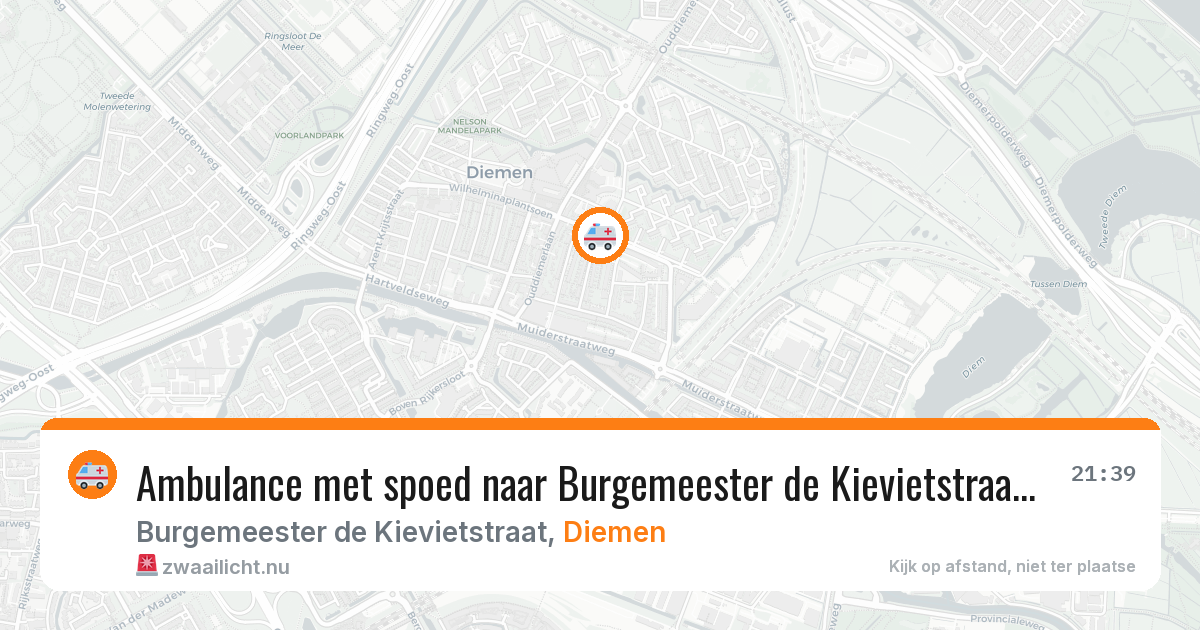 Ambulance met spoed naar Burgemeester de Kievietstraat in Diemen — 6 apr 2026