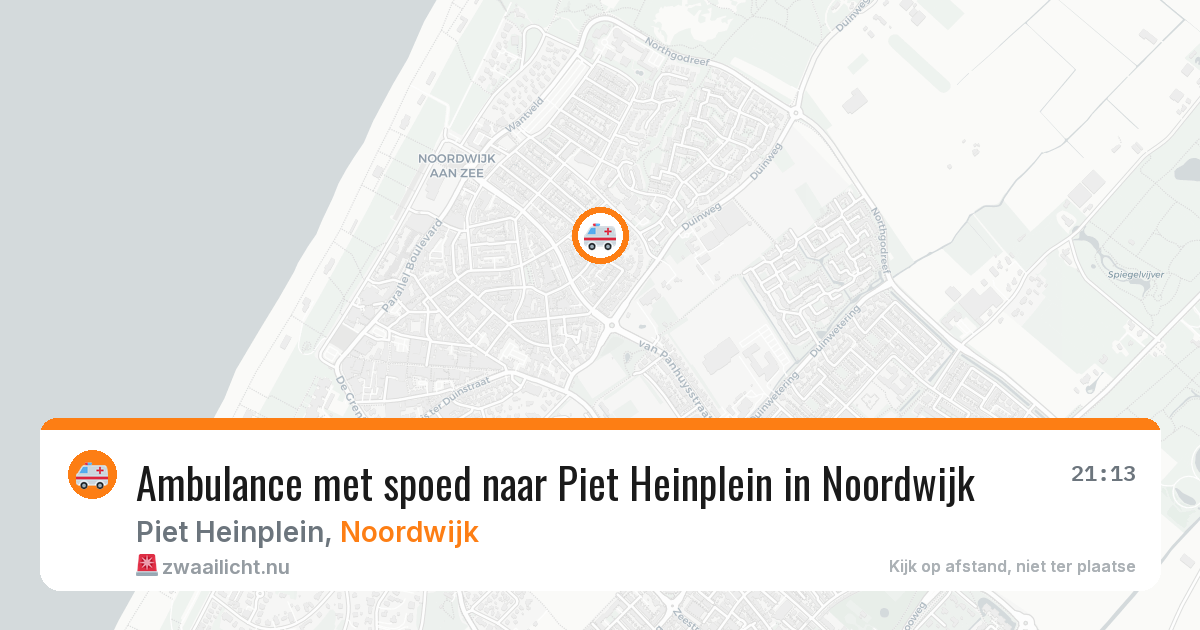 Ambulance met spoed naar Piet Heinplein in Noordwijk — 26 mei 2026
