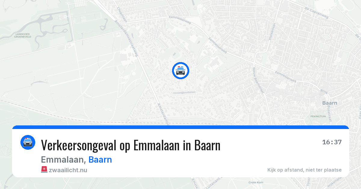 Verkeersongeval op Emmalaan in Baarn — 16 apr 2026