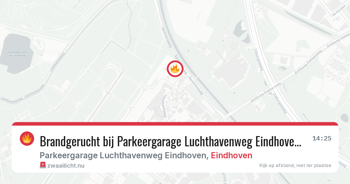 Brandgerucht bij Parkeergarage Luchthavenweg Eindhoven in Eindhoven — 18 jul 2026