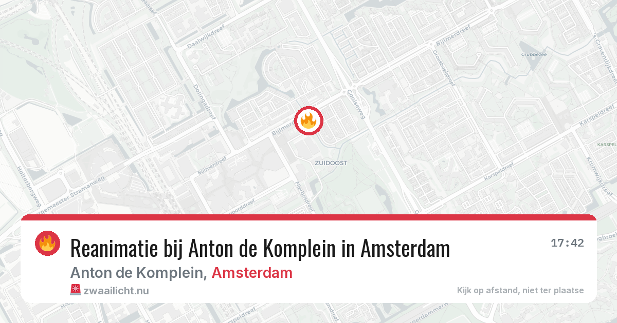 Reanimatie bij Anton de Komplein in Amsterdam — 17 mrt 2026