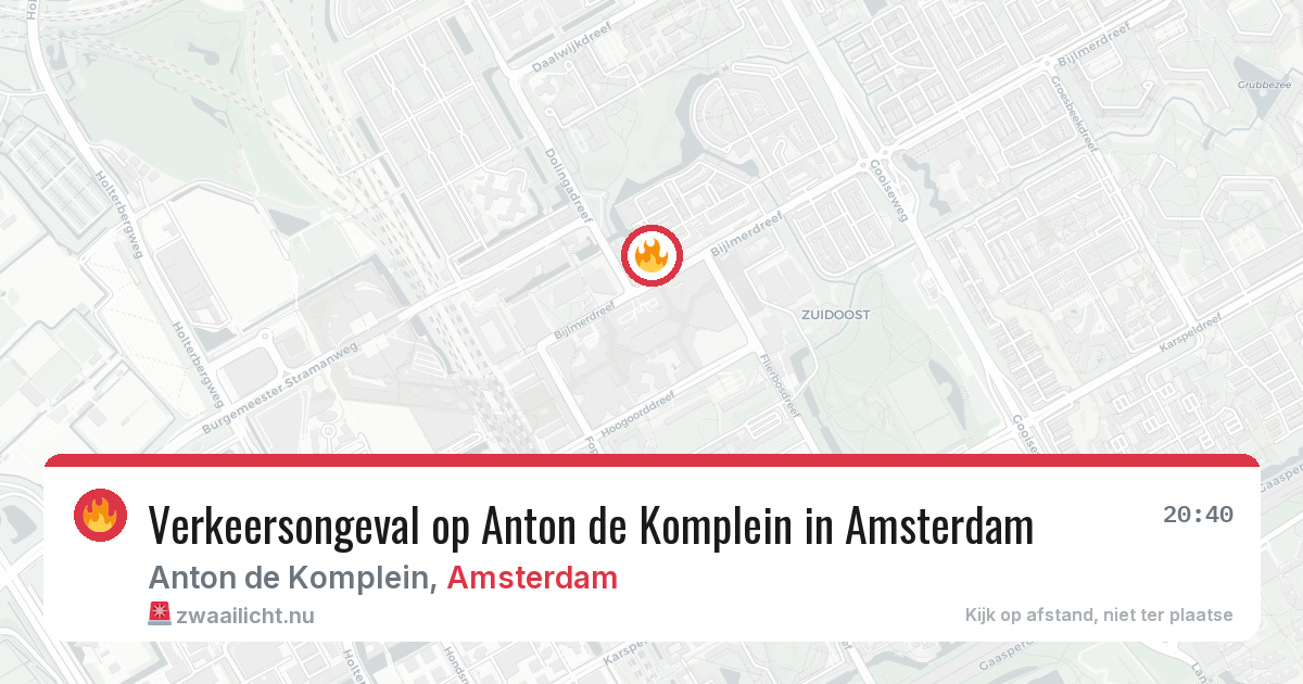 Verkeersongeval op Anton de Komplein in Amsterdam — 25 mrt 2026