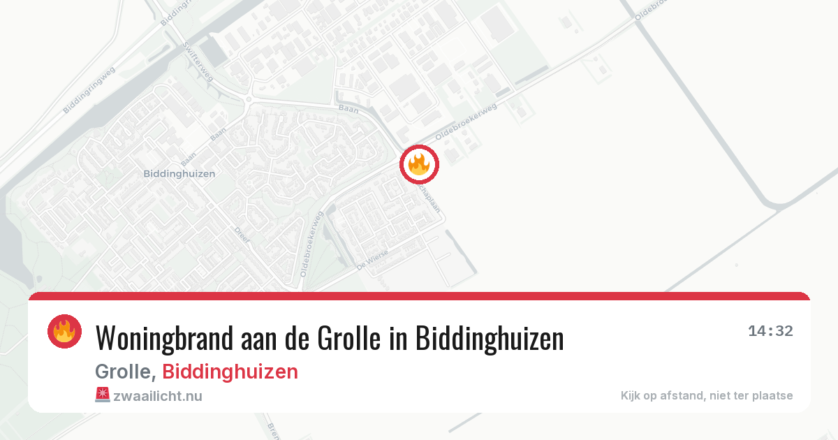 Woningbrand aan de Grolle in Biddinghuizen — 22 mei 2026