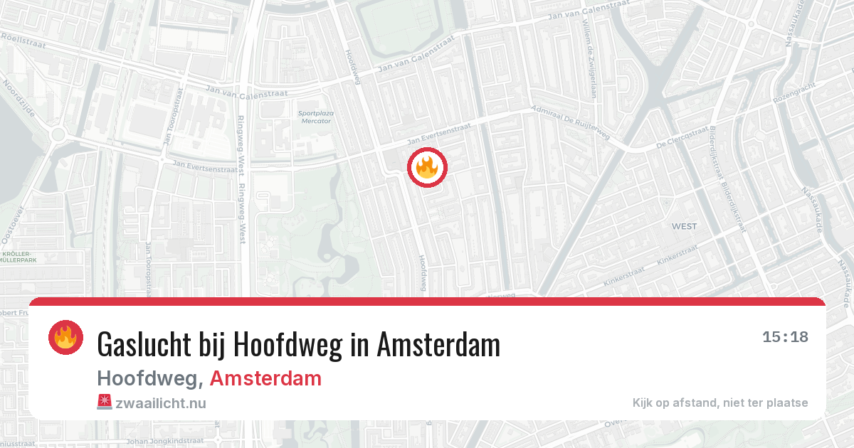 Gaslucht bij Hoofdweg in Amsterdam — 7 mrt 2026