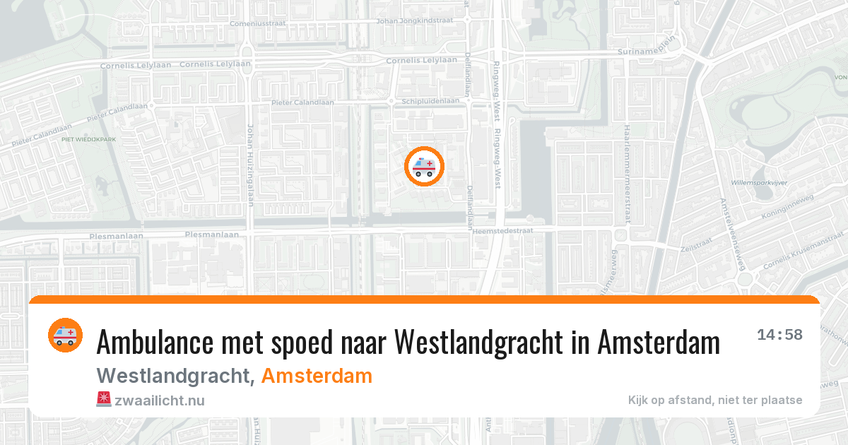 Ambulance met spoed naar Westlandgracht in Amsterdam — 17 jul 2026