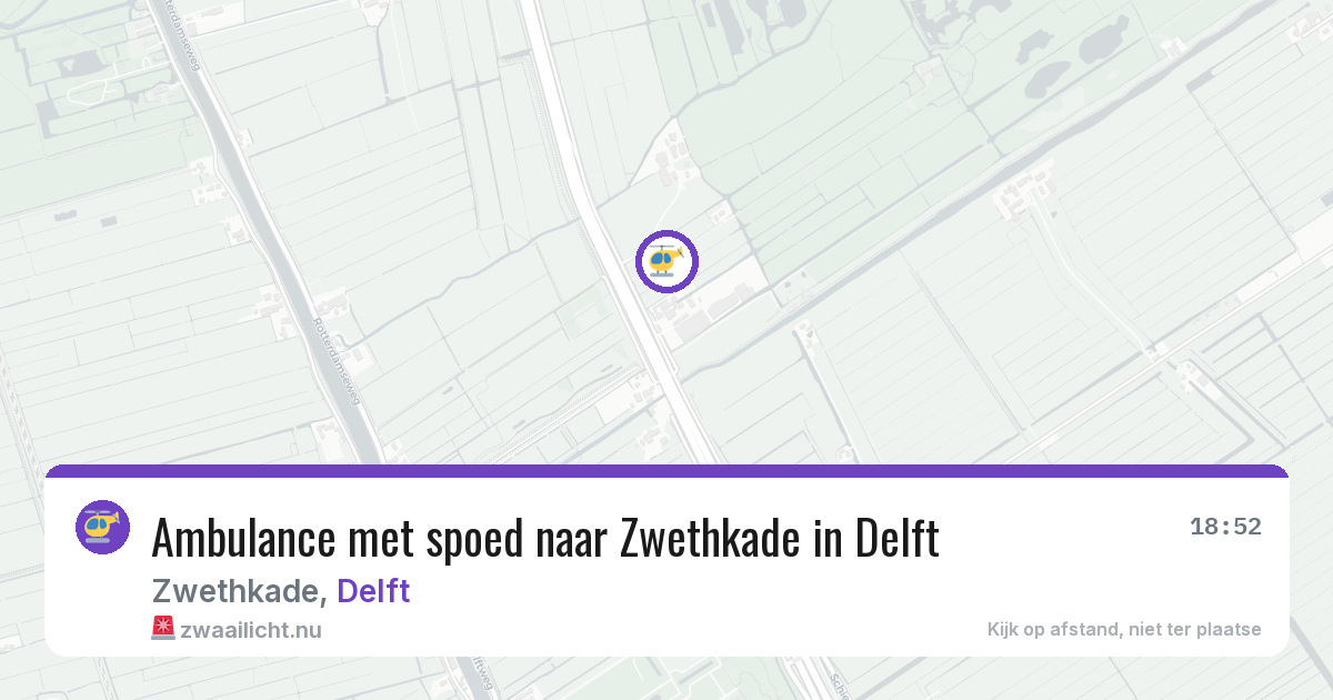 Ambulance met spoed naar Zwethkade in Delft — 18 jul 2026