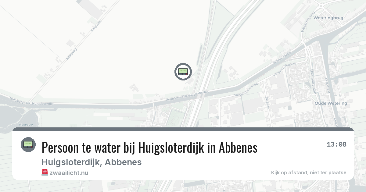Persoon te water bij Huigsloterdijk in Abbenes — 4 mrt 2026