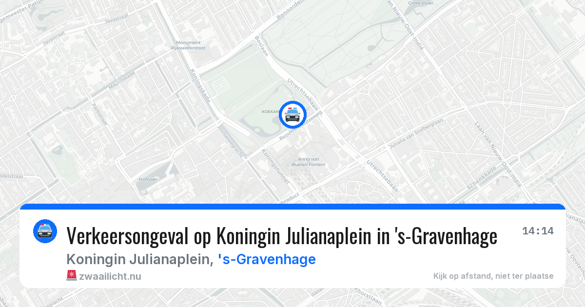 Verkeersongeval op Koningin Julianaplein in 's-Gravenhage — 18 mrt 2026